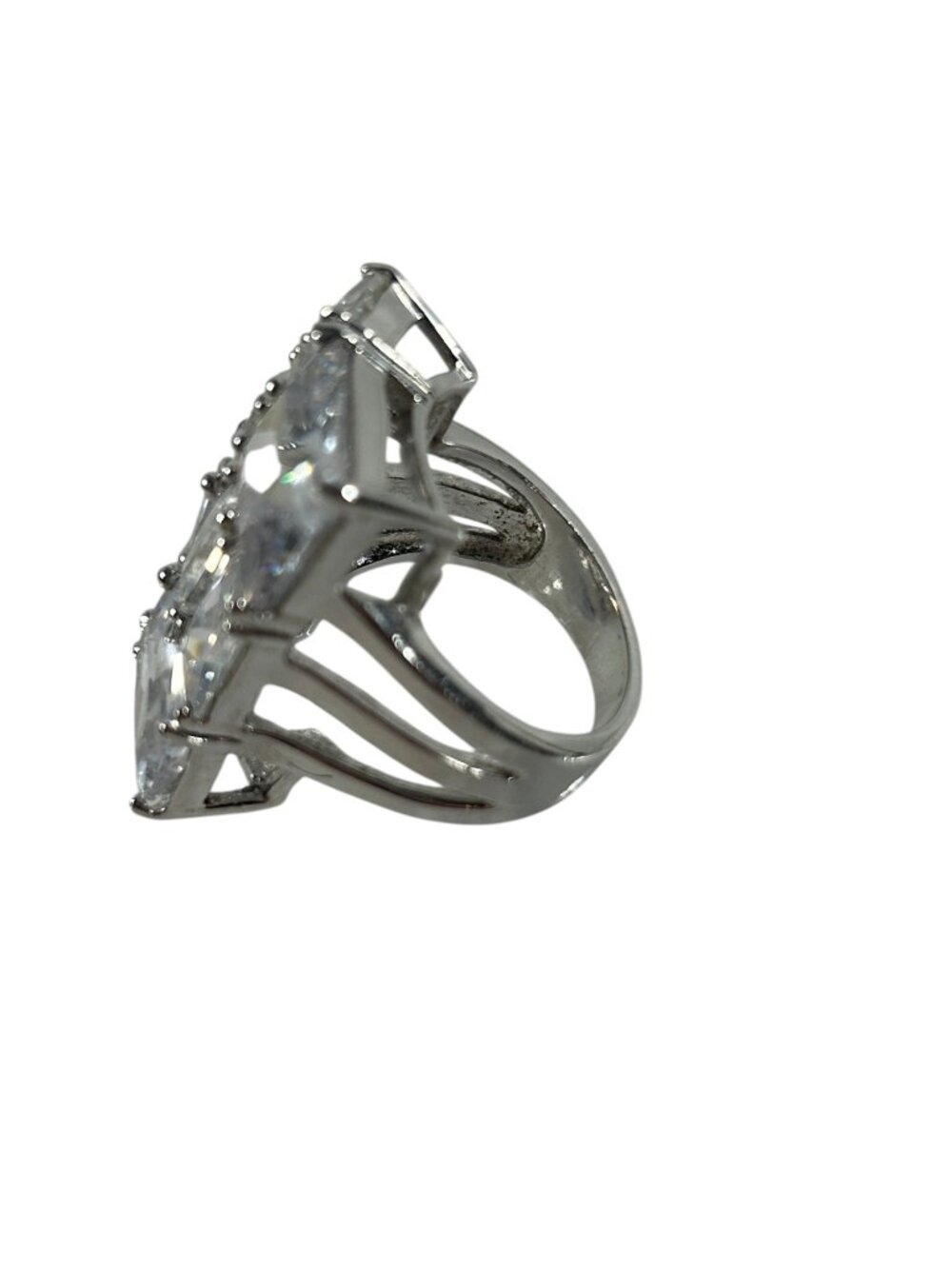 Park Lane WOW Ring Large CZ Cluster Silver Tone Statement Cocktail Size 9 - Picture 5 of 8